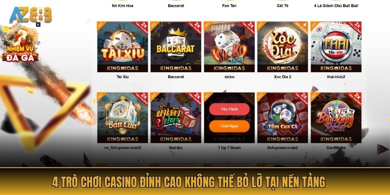 4 trò chơi casino đỉnh cao không thể bỏ lỡ tại nền tảng