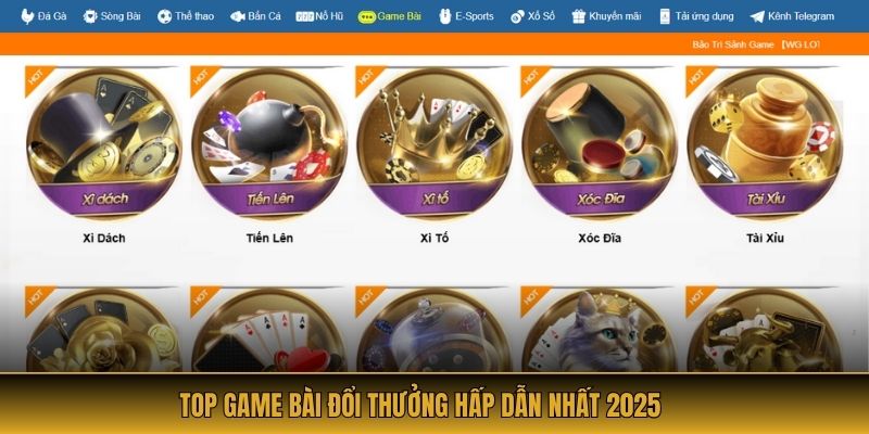 Top game bài đổi thưởng hấp dẫn nhất 2025
